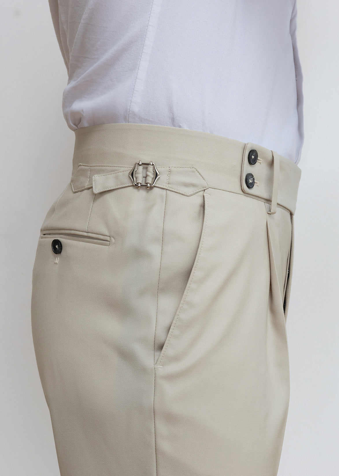 Beige High Waist Hose - 100% Italian Wool