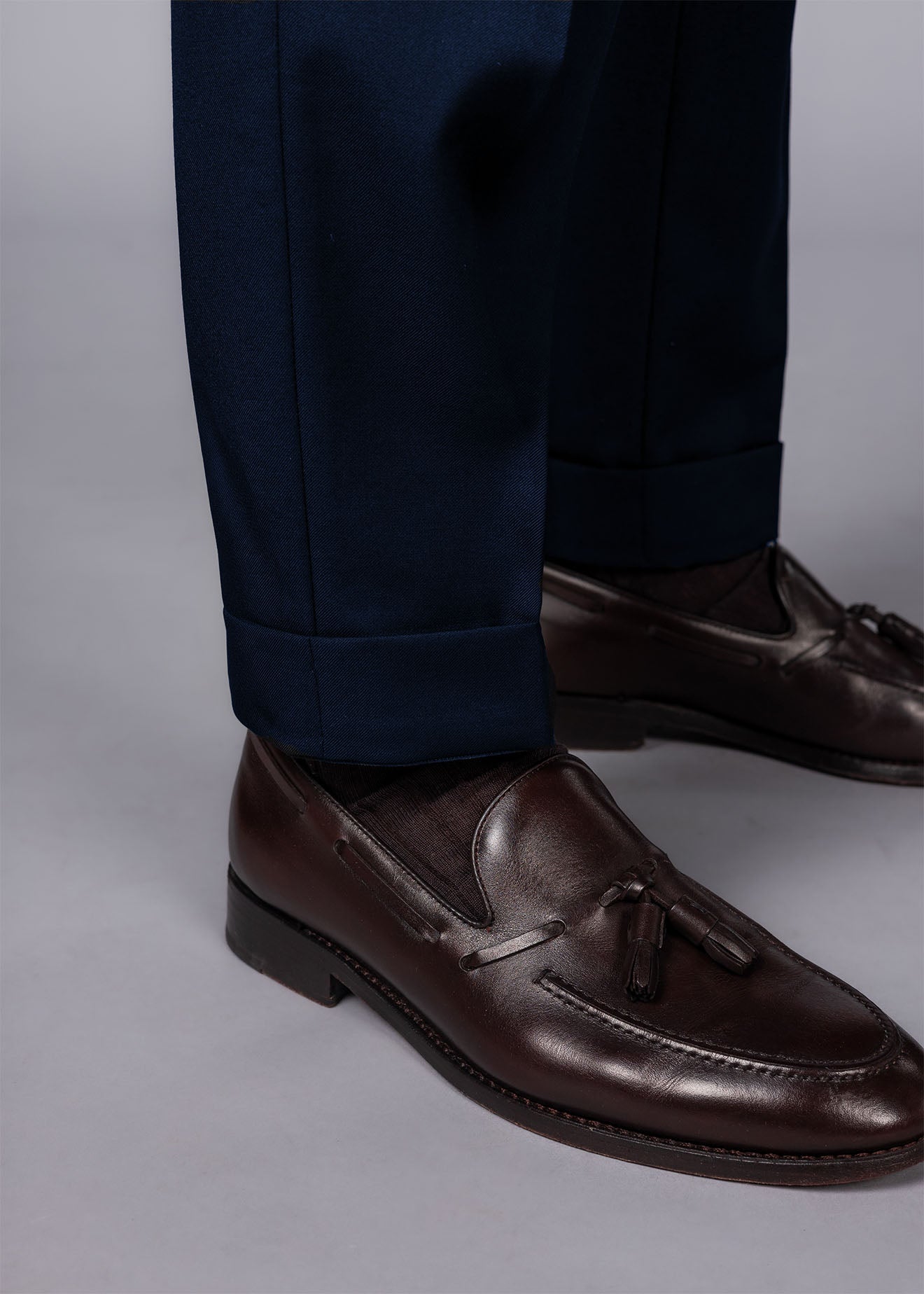 Navyblau High Waist Hose - 100% Italian Wool