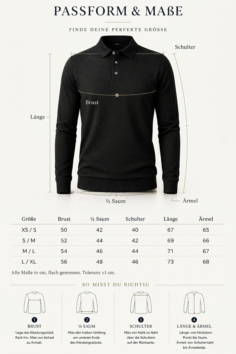 Polo-Pullover Navy - Merinowolle