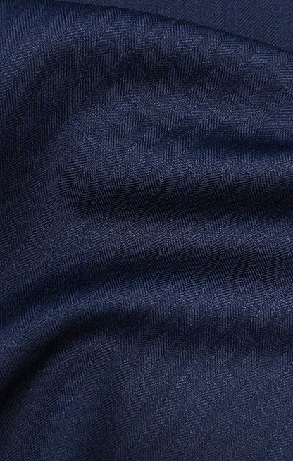 Herringbone-Struktur aus italienischer Schurwolle in Navy