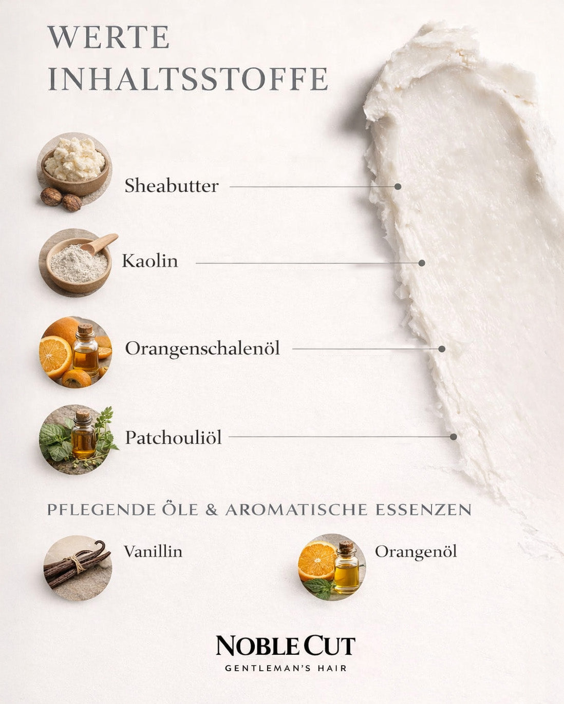 Ausgewählte Inhaltsstoffe der Noble Cut Matte Paste