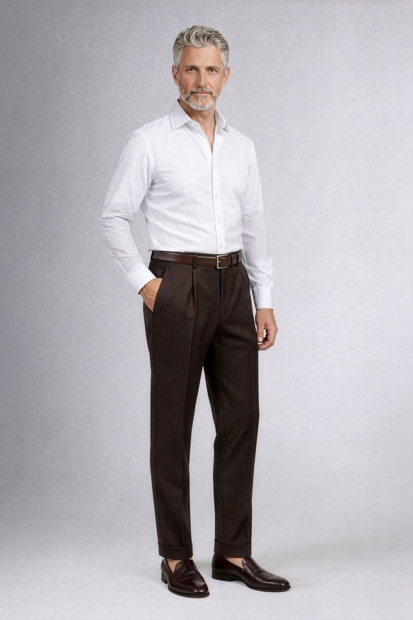 Wollhose Dunkelbraun - Herringbone - italienische Schurwolle