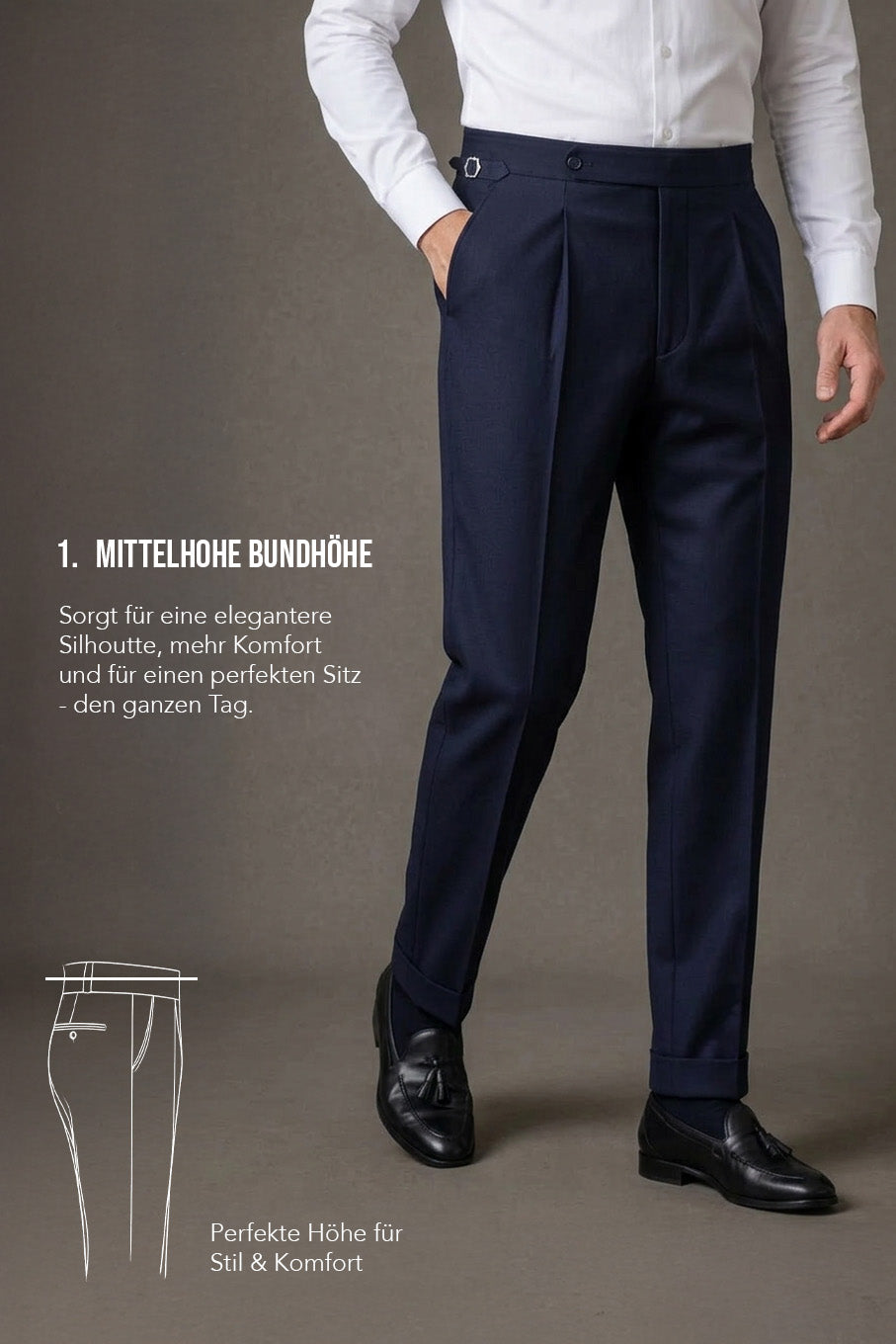Wollhose mit Side Adjusters – Navy
