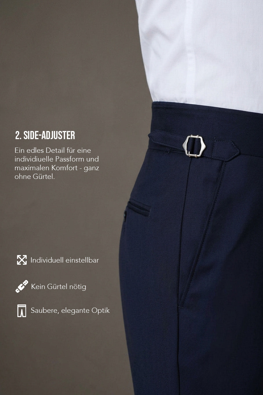 Wollhose mit Side Adjusters – Navy