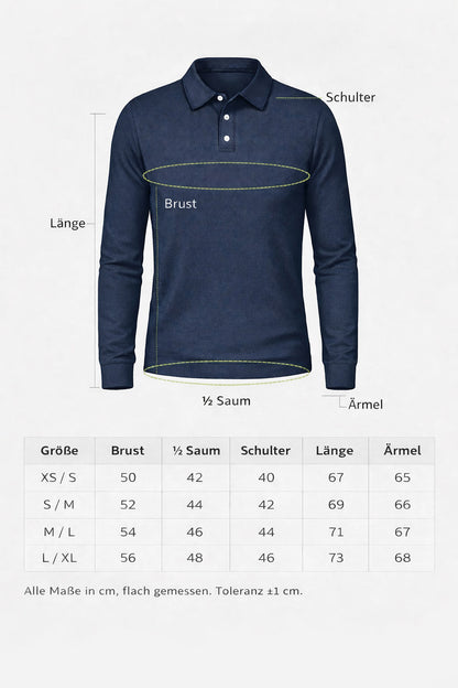 Polo-Pullover Navy - Merinowolle