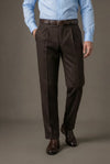 Wollhose Dunkelbraun - Herringbone - italienische Schurwolle
