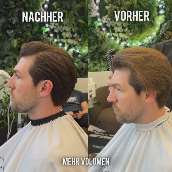 Vorher Nachher Frisur mit Sea Salt Spray für mehr Volumen