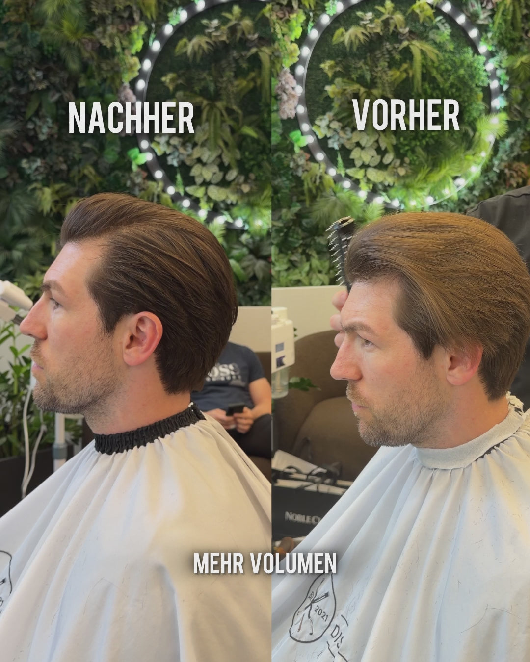 Vorher Nachher Frisur mit Sea Salt Spray für mehr Volumen
