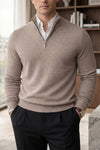 Zip-Pullover Beige - Merinowolle
