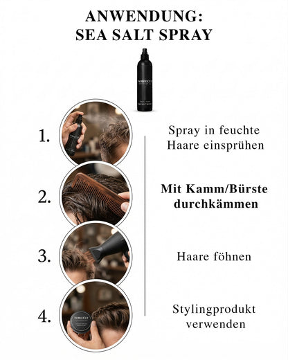 Sea Salt Spray Anwendung für Volumen, Struktur und natürlichen Halt