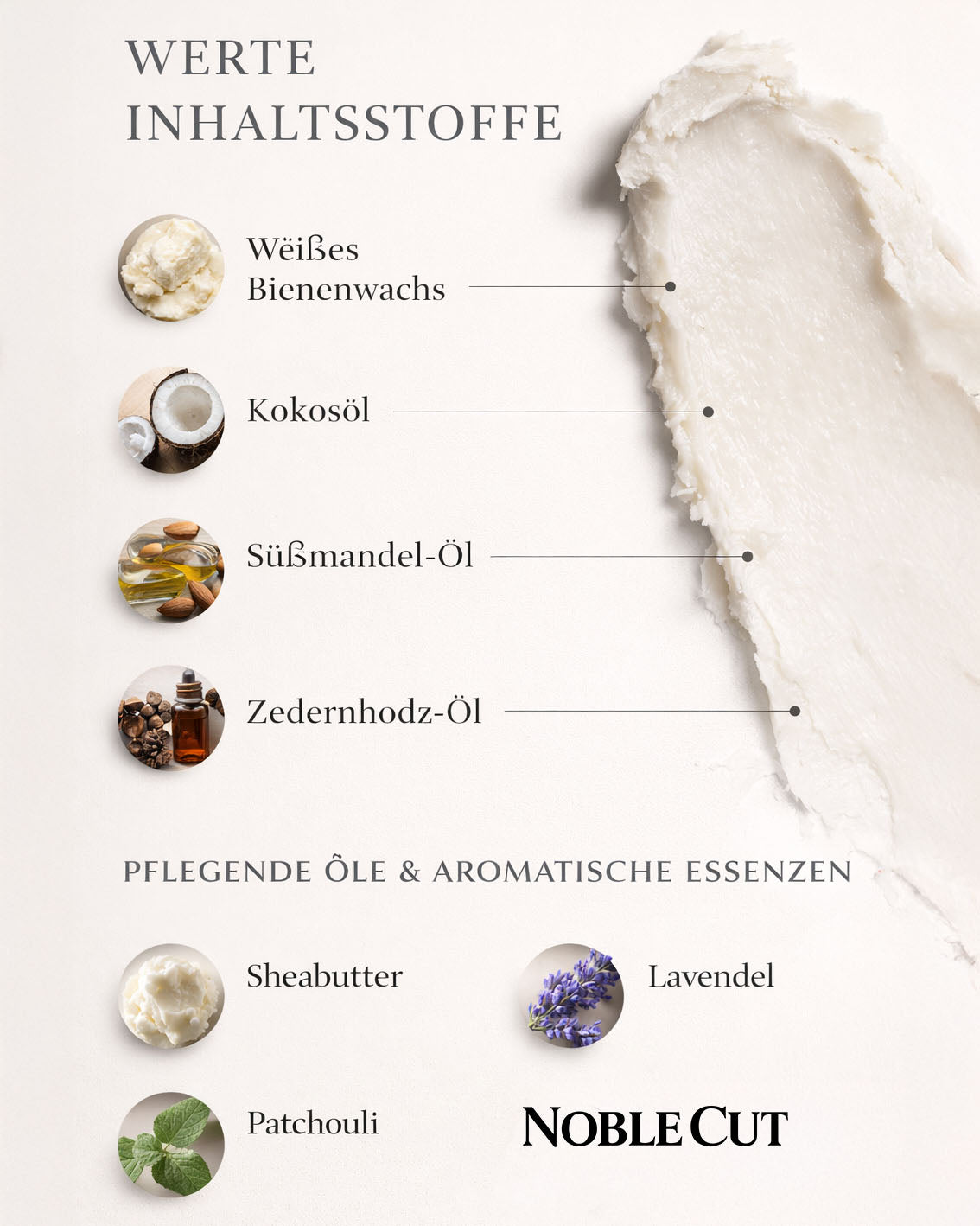 Premium Inhaltsstoffe der Noble Cut Signature Pomade