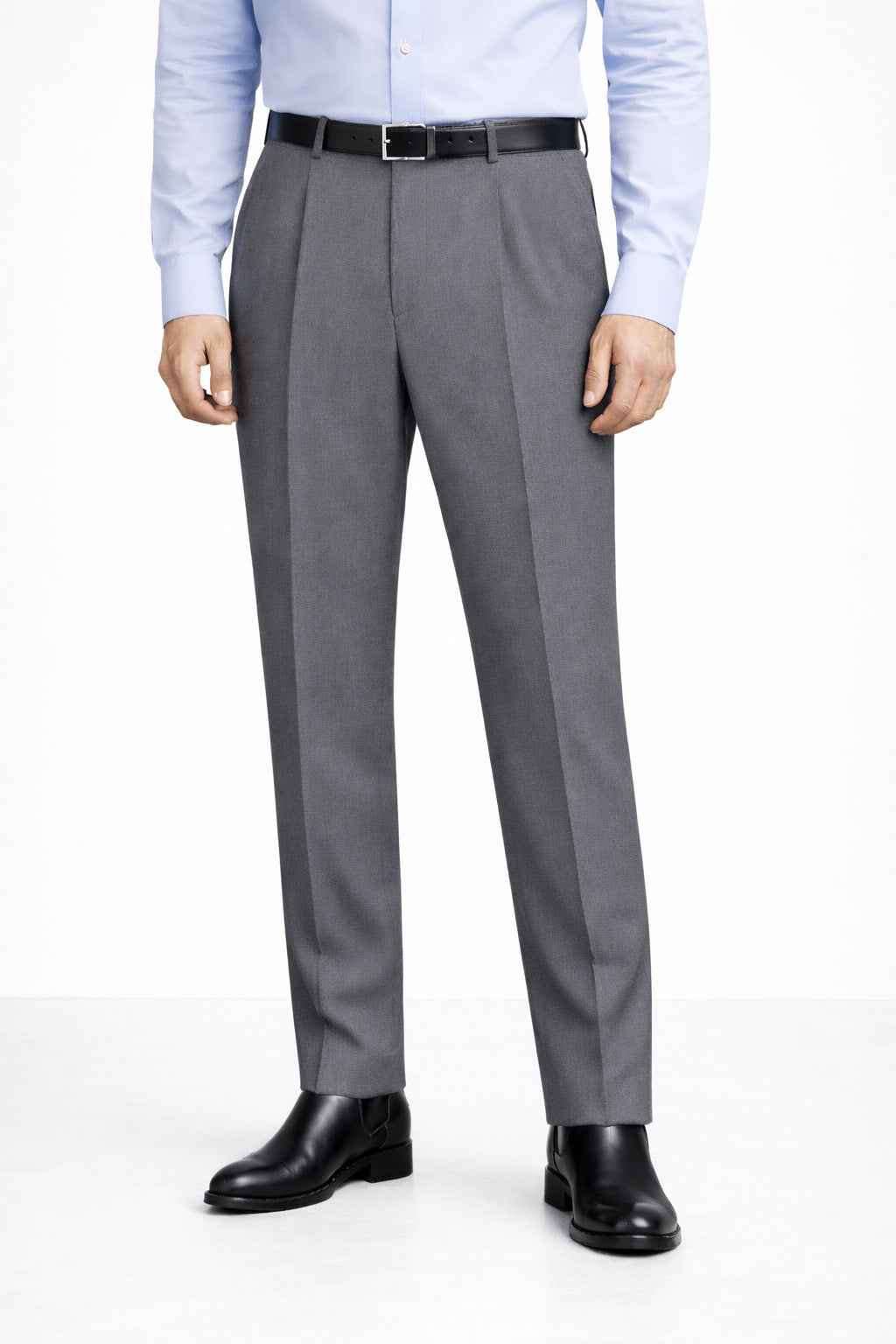 Mittelgraue Wollhose für Herren aus italienischer Schurwolle